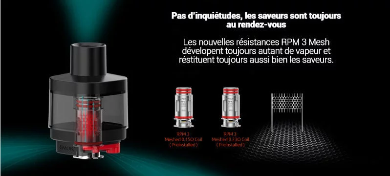 Kit RPM 5 Pro 8 W Smok présentation résistances