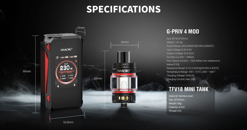 Kit G-Priv 4 230W Smok caractéristiques