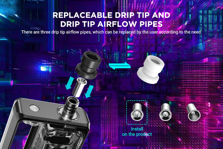 Kit Vandy Vape Pulse AIO V2 : drip tip et flux d'air