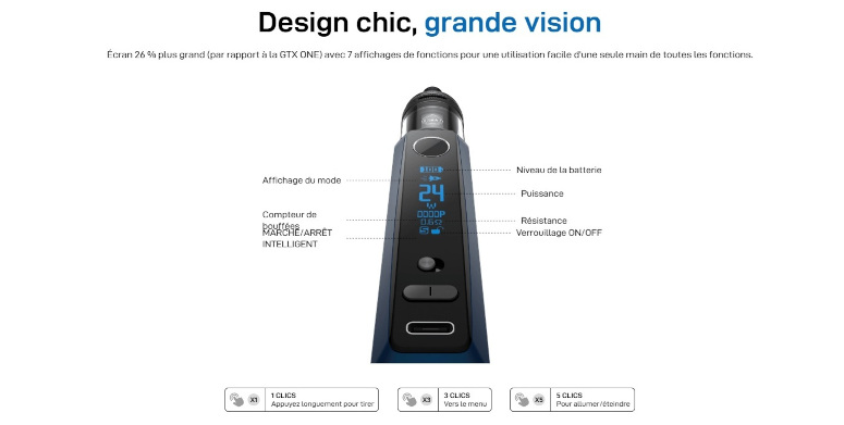 Kit GTX One pro Vaporesso interface