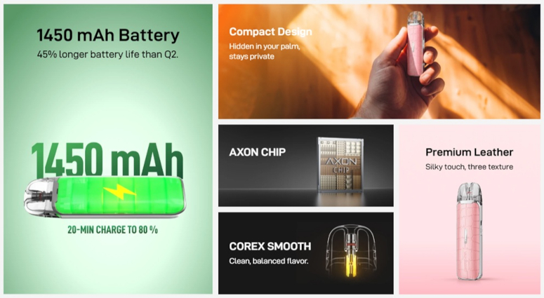 Kit Luxe Q3 Vaporesso caractéristiques