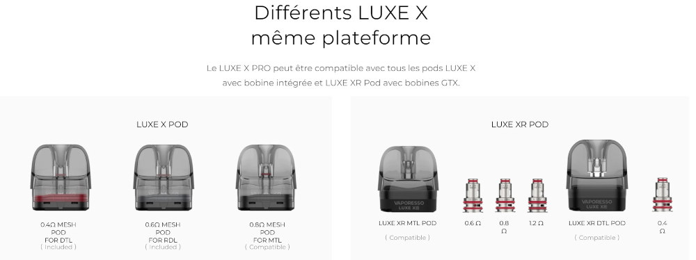kit luxe x Pro Vaporesso cartouches