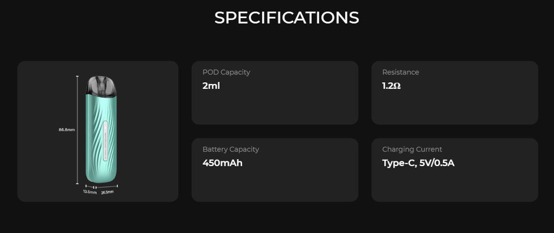 Kit Osmall 2 450mAh Vaporesso caractéristiques