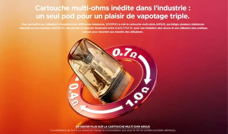 Kit Argus G4 Voopoo cartouche avec ohm différencié