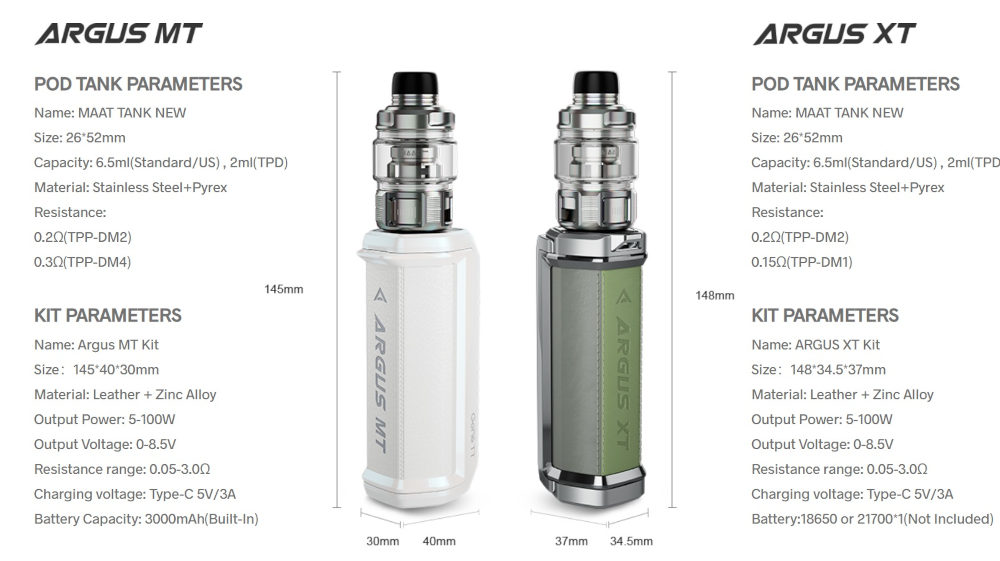 Kit Argus MT 3000mAh Voopoo caracteristiques