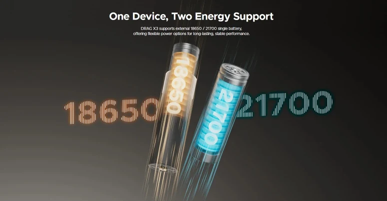 drag x 3 accus 18650 et 21700