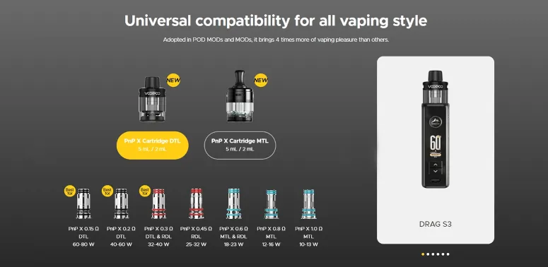 Drag s3 de voopoo cartouches
