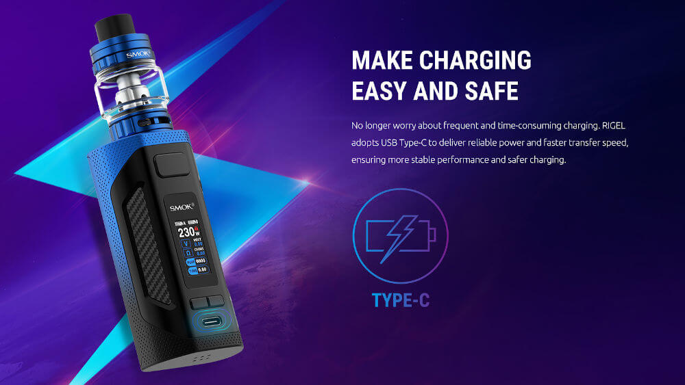 fast charge USB-C Rigel 230W Smok