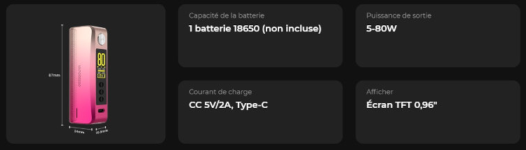 caractéristiques box Gen 80S vaporesso